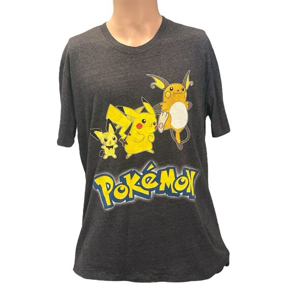 Pokemon Other - Pokemon Gray Short Sleeve Graphic T-shirt Men’s Size Large Pikachu Raichu Pichu